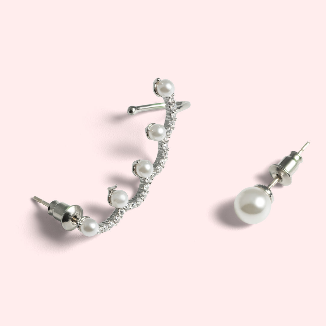 Pearls and love earcuff σκουλαρίκια Bridal Collection